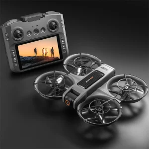 YLR/C S156 WiFi FPV with 4.9inch LCD Screen Controller HD Dual Camera Electrically Adjustable Optical Flow Hover Automatic Obstacle Avoidance Circle Protection LED Light Brushless 2.4G 4CH 6-Axis Remote Control Toys RC Drone Quadcopter RTF