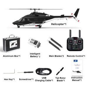 Eachine E188S AirWolf 2.4G 9CH 6G GPS Optical Flow Localization LiDAR TOF Altitude Hold Dual Brushless Motor 1:34 Scale Flybarless RC Helicopter RTF With Aluminum Box